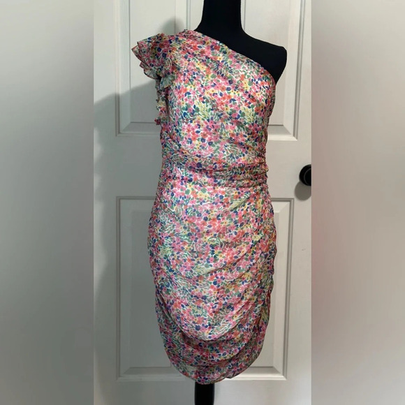 Amanda Uprichard Annora One Shoulder Mini Dress. Size Medium. - Picture 3 of 6